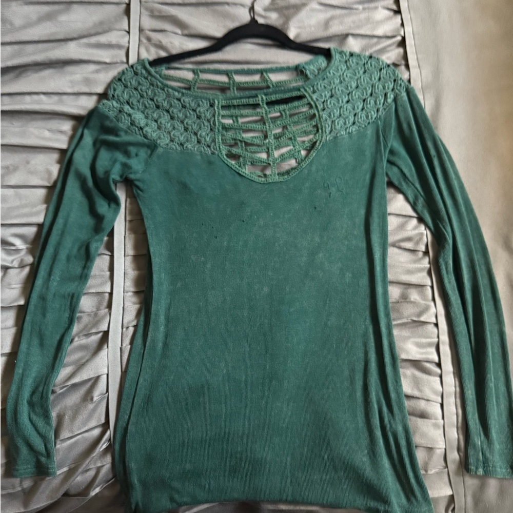 Chic Green Long Sleeve Top